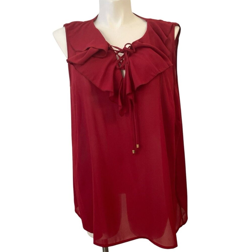 Signature Collection PLUS Size 2X Corset Ruffle Tank Top Flowy Summer‎ Spring - Picture 2 of 6